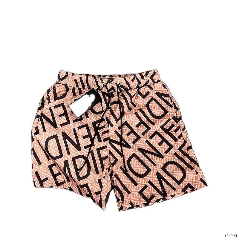 Fendi All-over Monogram Print Casual Pink-Brown Shorts