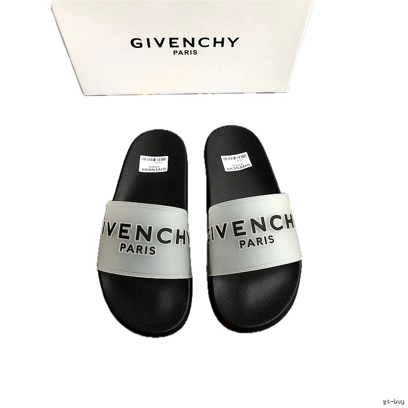 Givenchy Minimalist Letter Black-Grey Spliced Slide Sandals