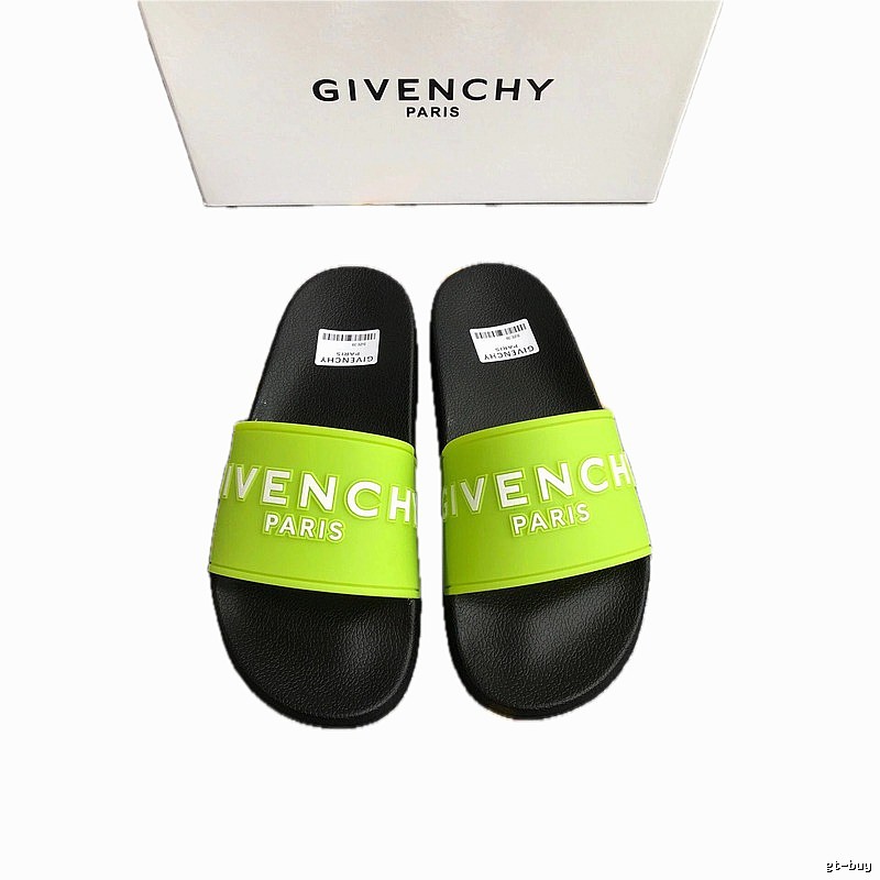 Givenchy Trendy Letter Print Fluorescent Green Slide Slippers