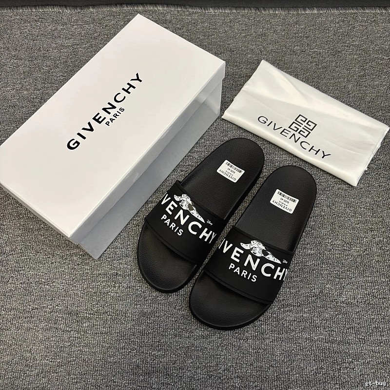 Givenchy x Disney Street Style Black Slide Sandals