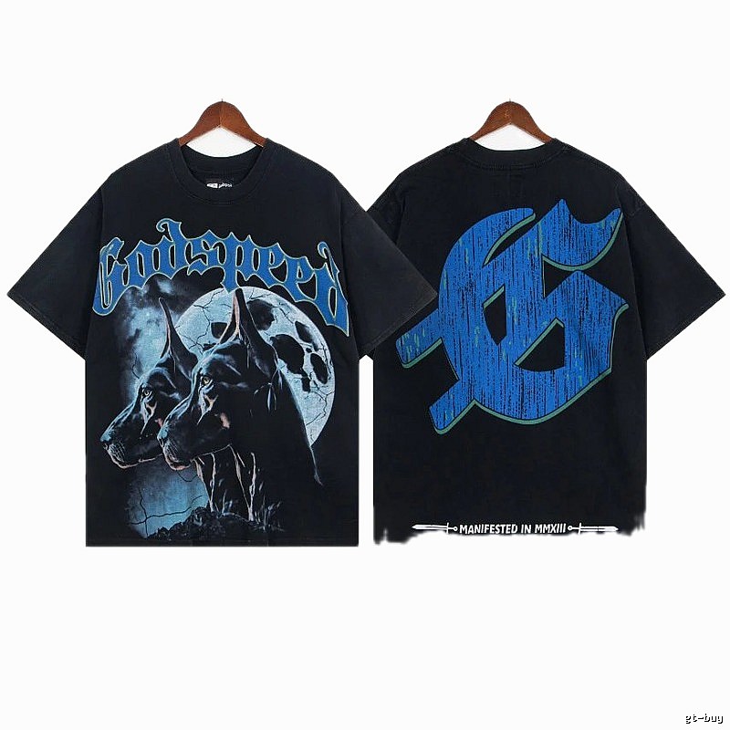 Godspeed Doberman Print Dark Style Black Short Sleeve T-shirt