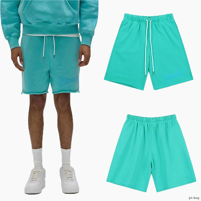 Godspeed Embroidered Street Style Lake Blue Casual Shorts