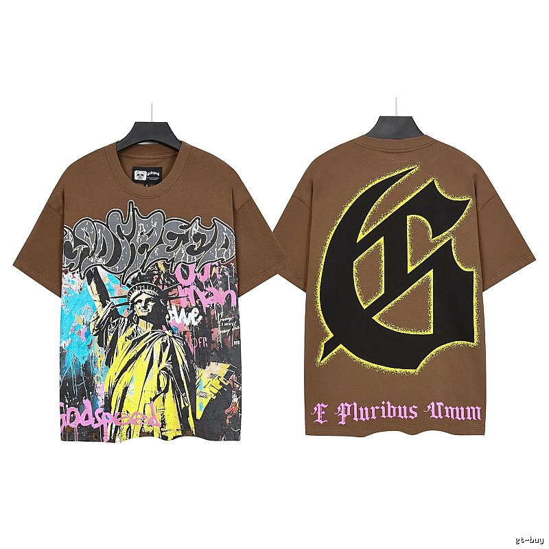 Godspeed Graffiti Street Style Brown Short Sleeve T-shirt