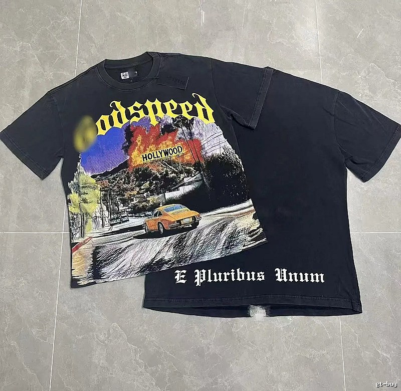 Godspeed Hollywood Print Vintage Black T-Shirt