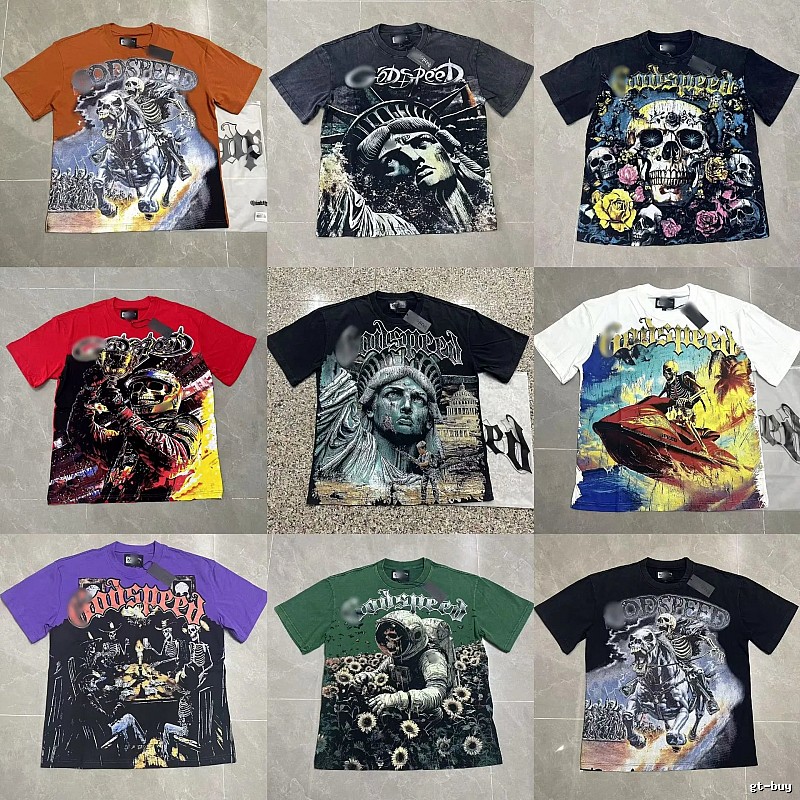 Godspeed Skull Print Street Style Black T-Shirt