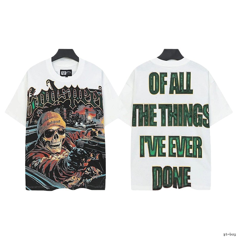 Godspeed Skull Print Street Style White T-shirt