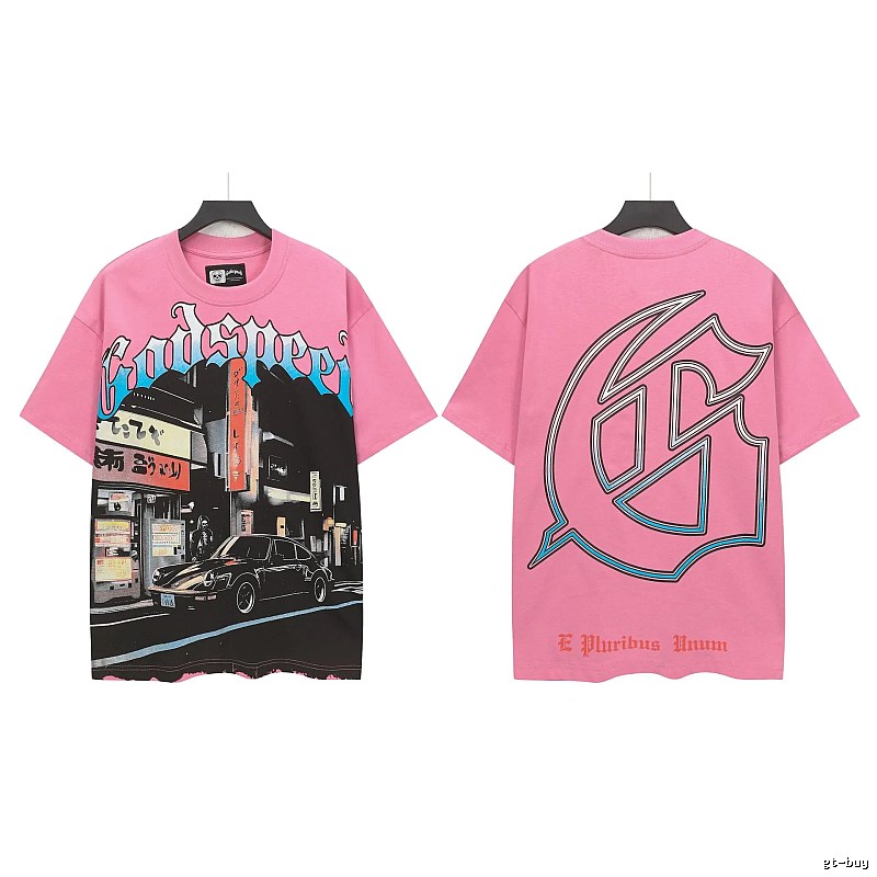 Godspeed Sports Car Printed Street Style Pink T-shirt