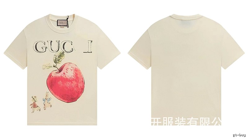 Gucci Apple Print Vintage Style Off-White T-Shirt