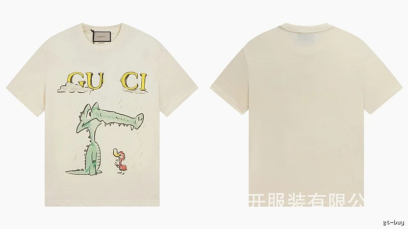 Gucci Crocodile Print Childlike Off-white T-Shirt