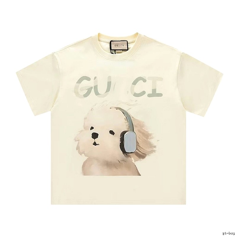 Gucci Dog Print Casual Style Off-white T-shirt