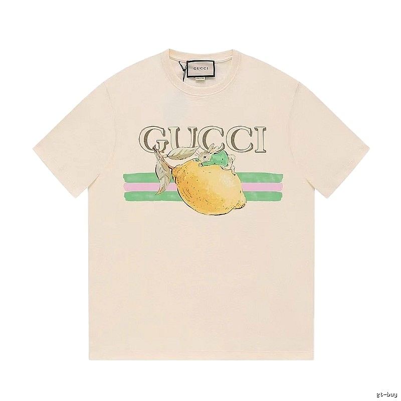 Gucci Lemon Print Casual Style Off-white Short-sleeve T-shirt
