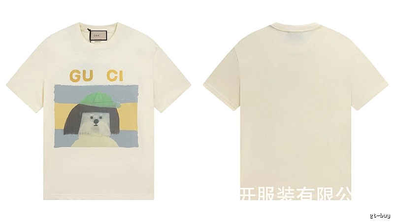 Gucci Puppy Print Casual Style Off-white T-shirt