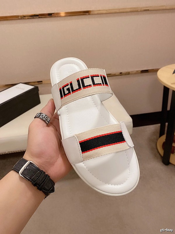 Gucci Webbing Casual-Style White Slides