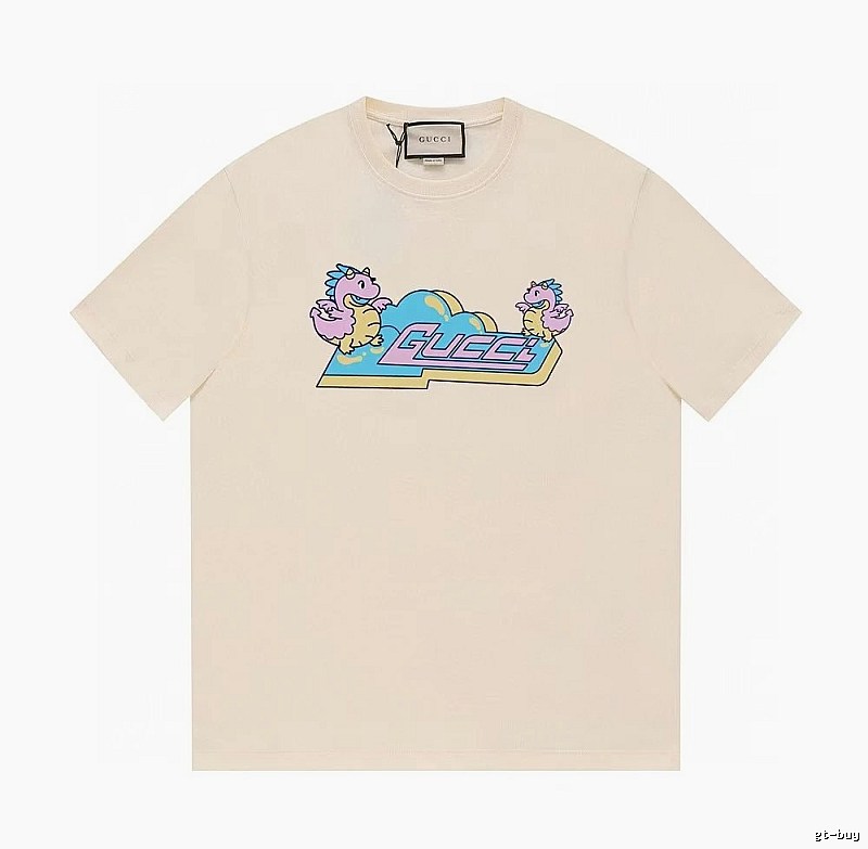 Gucci Year of the Dragon Collection Cartoon Style Off-white Short Sleeve T-shirt