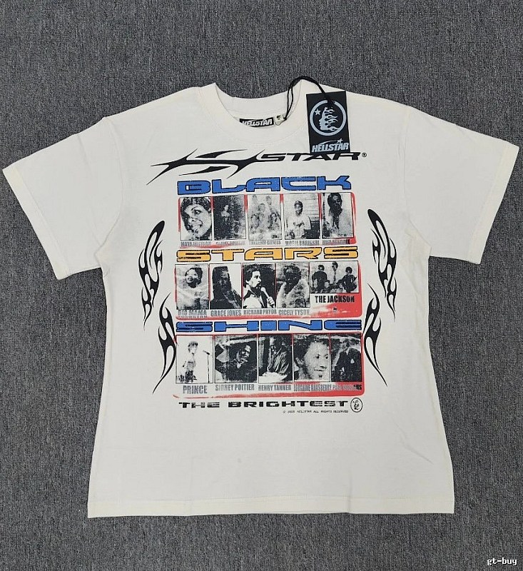 Hellstar Black Star Vintage Off-white Short Sleeve T-Shirt