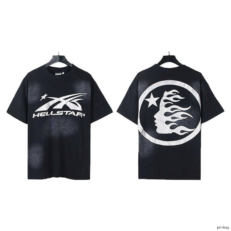Hellstar Flame Print Street Style Black T-Shirt