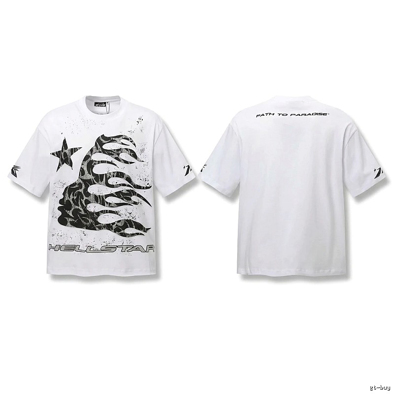 Hellstar Flame Print Style White T-shirt