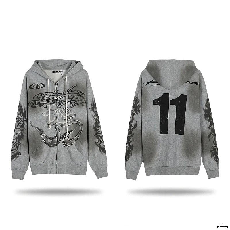 Hellstar Flame Wind Gray Sweatshirt