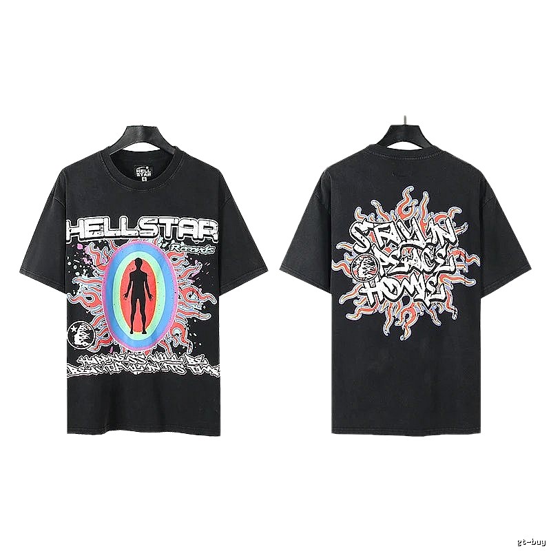 Hellstar Human Figure Print Street Style Black T-Shirt