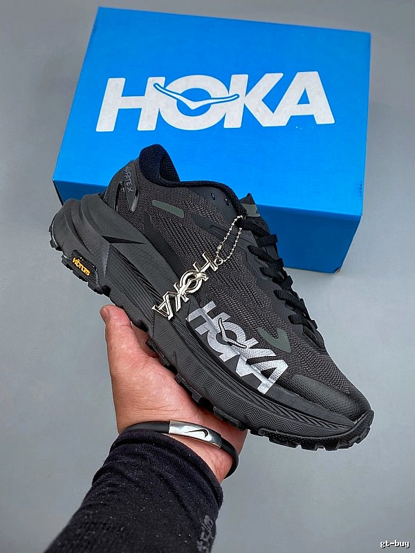 HOKA Black Trail Runners with Stacked Cushioning