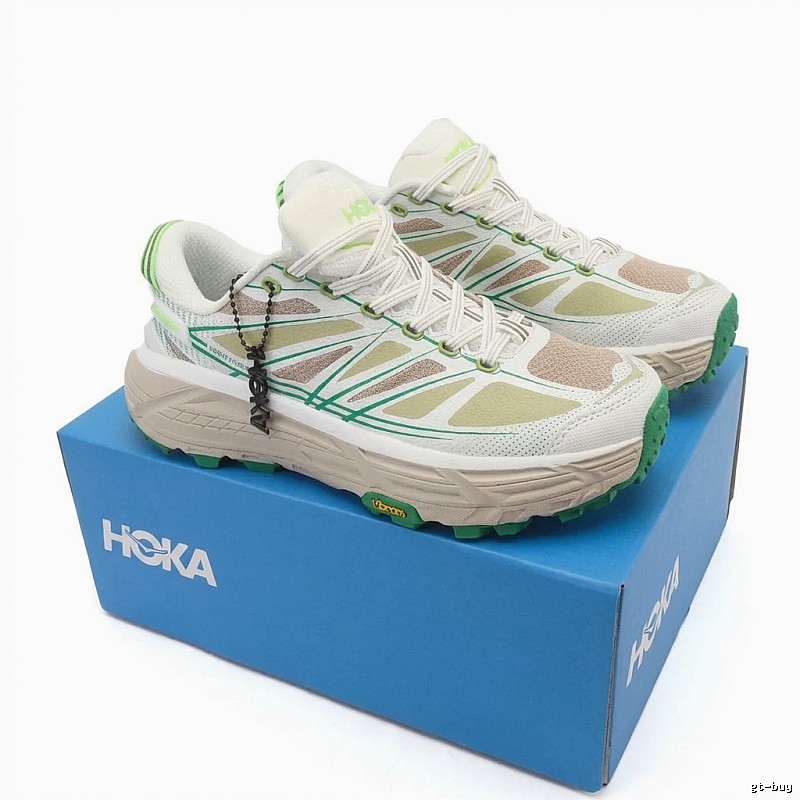 HOKA ONE ONE Off-road Style White and Green Shoes