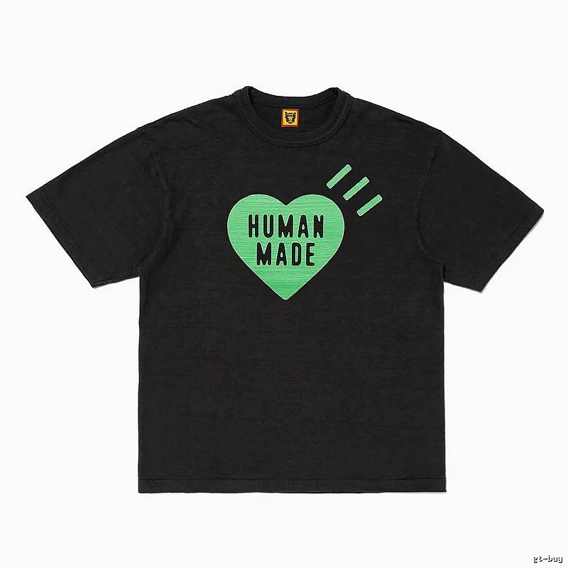 Human Made Classic Heart logo T-shirt Black Green Human for Daily Styling
