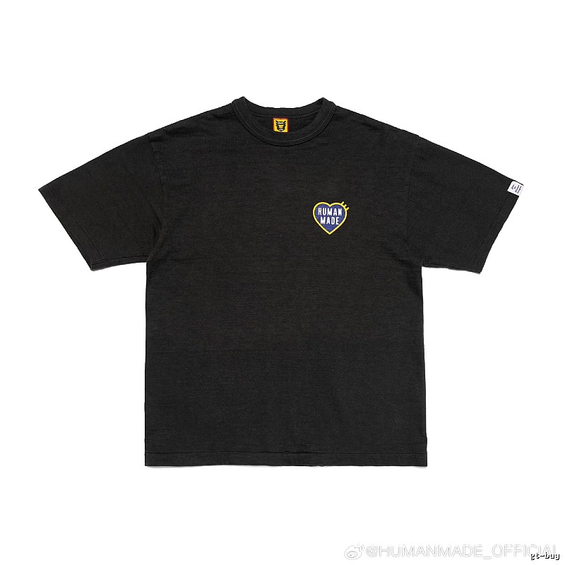 HUMAN MADE Heart Embroidered Japanese Streetwear Black T-Shirt