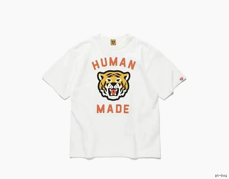 HUMAN MADE Tiger Head Vintage Japanese Style White Short-sleeve T-shirt