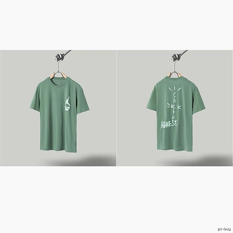 Jordan x Travis Scott Co-branded Street Style Pea Green T-Shirt