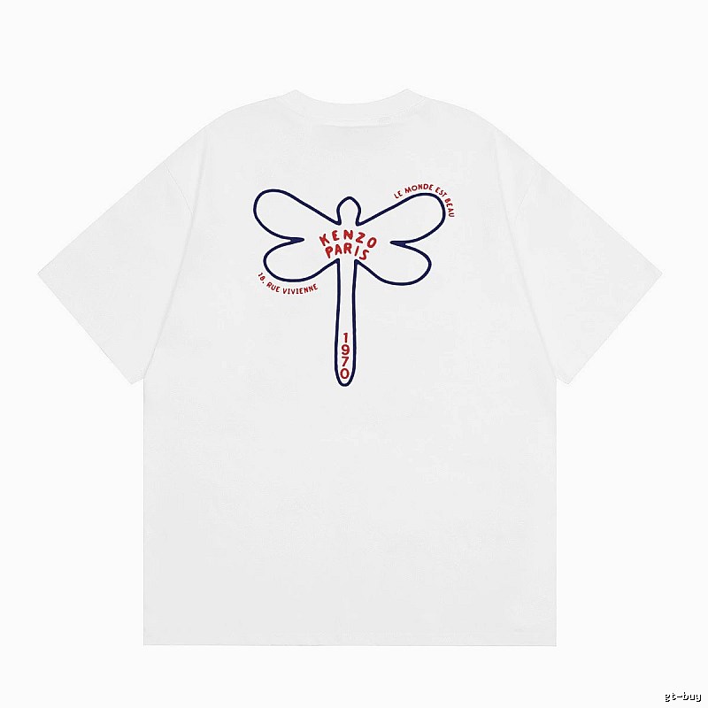 KENZO Dragonfly Print Casual White T-Shirt