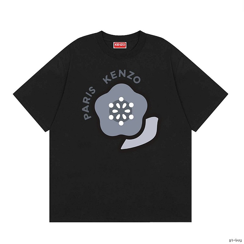 KENZO Paris Flower Casual Style Black T-Shirt