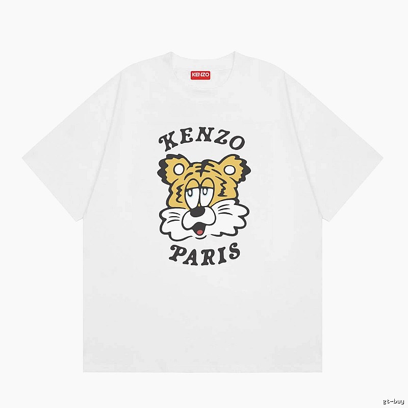 KENZO Tiger Head Casual Style White Short Sleeve T-Shirt