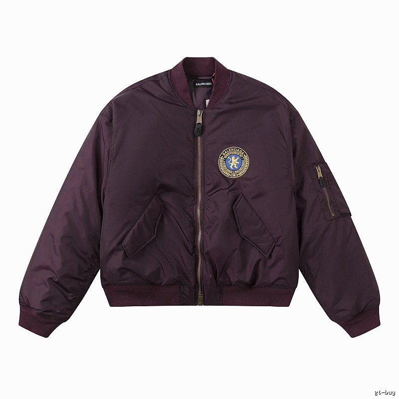 Layering Burgundy C.P. Badge Bomber Jacket