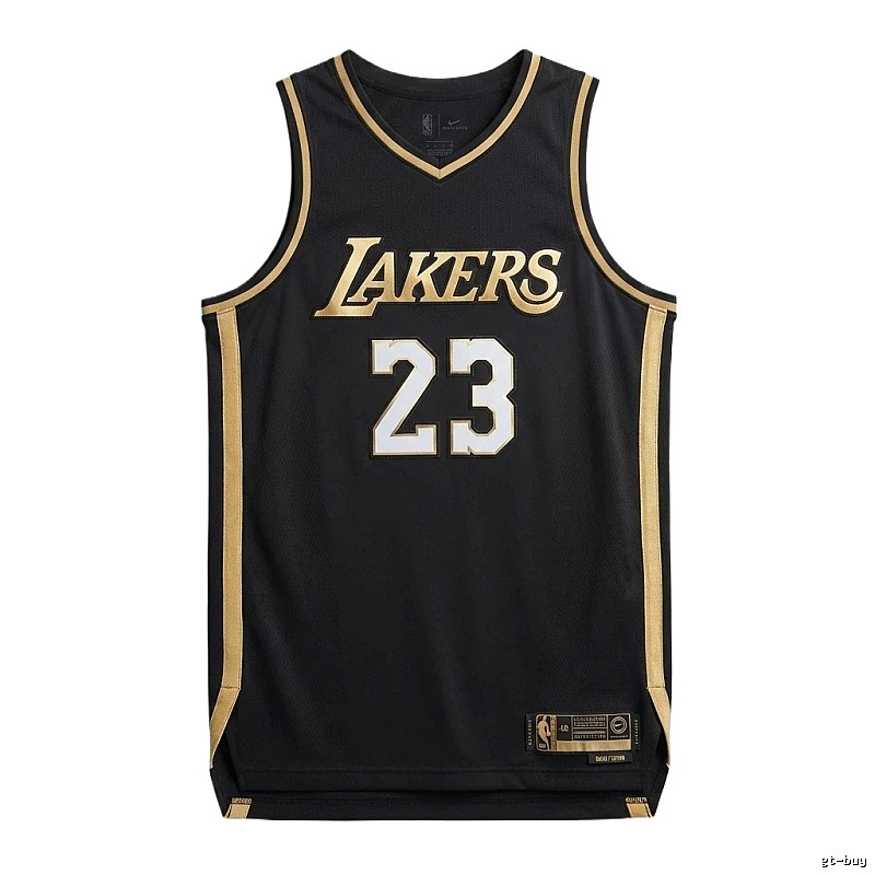 LBJ Lakers black and gold basketball uniform