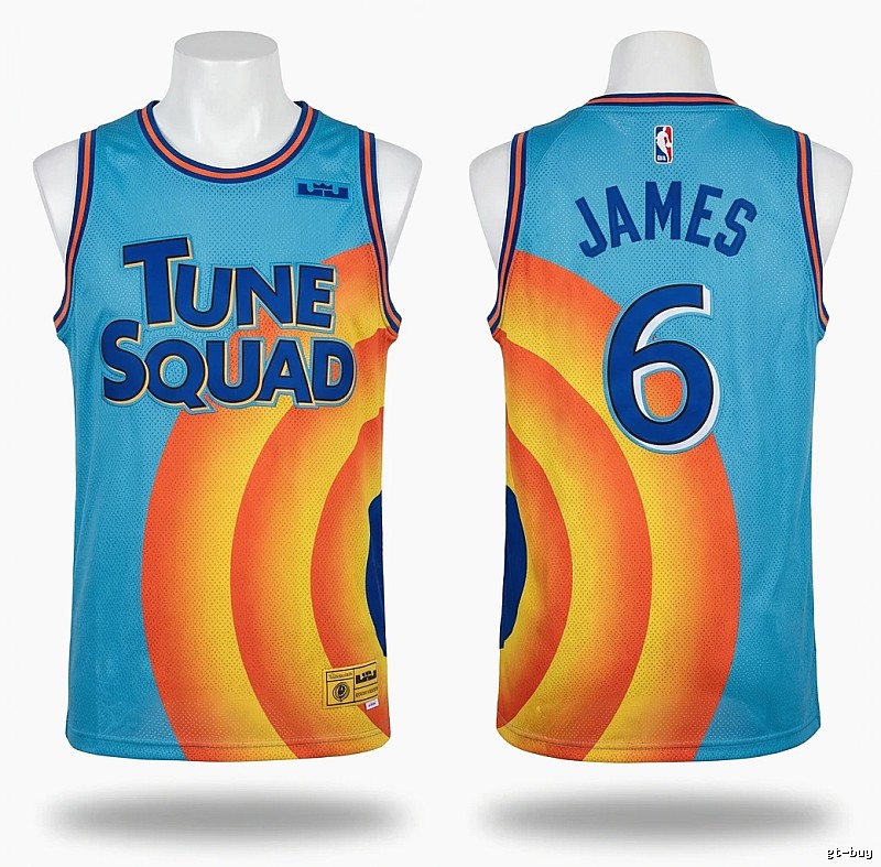 LBJ Tune Squad Blue-Orange Basketball Uniform