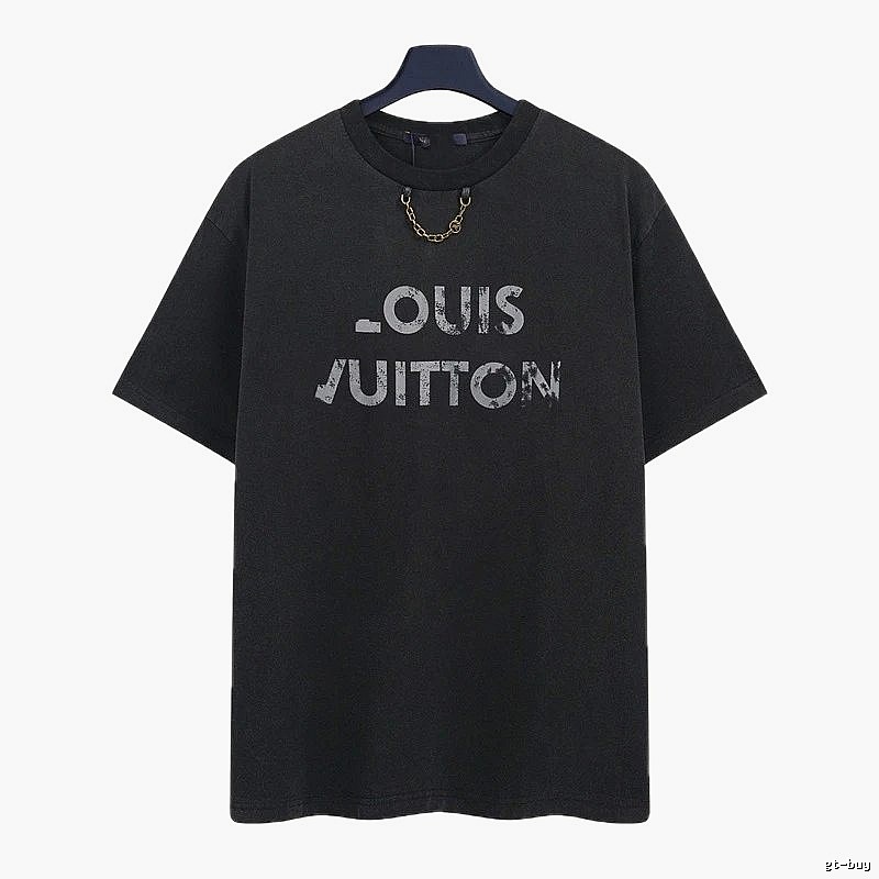 Louis Vuitton Distressed Print Cool Trendy Black T-Shirt