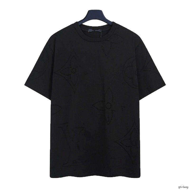 Louis Vuitton Embroidered Monogram Trendy Black T-Shirt