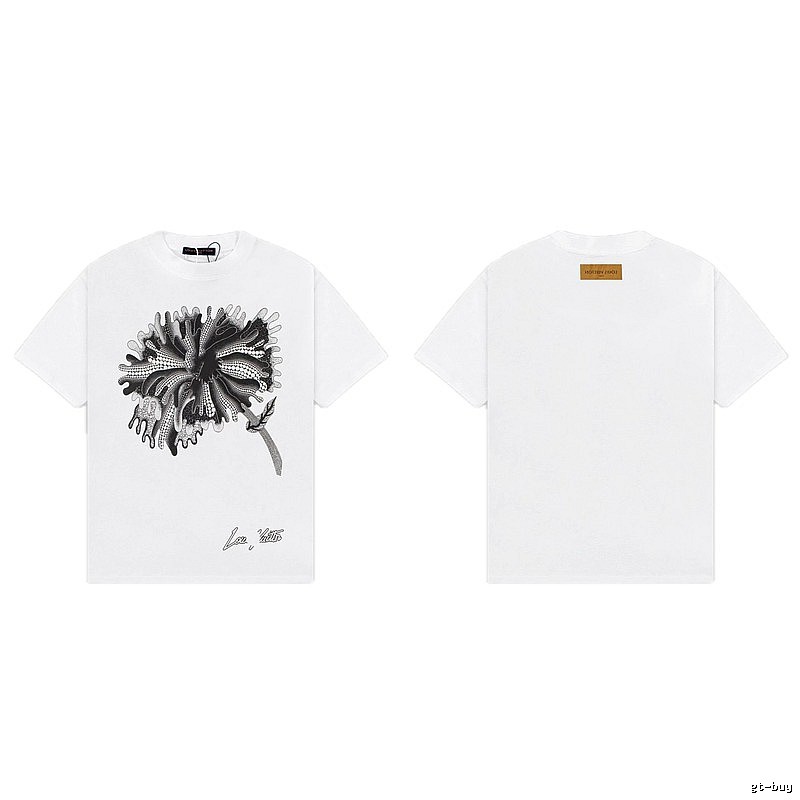 Louis Vuitton Floral Print Trendy Style White T-shirt