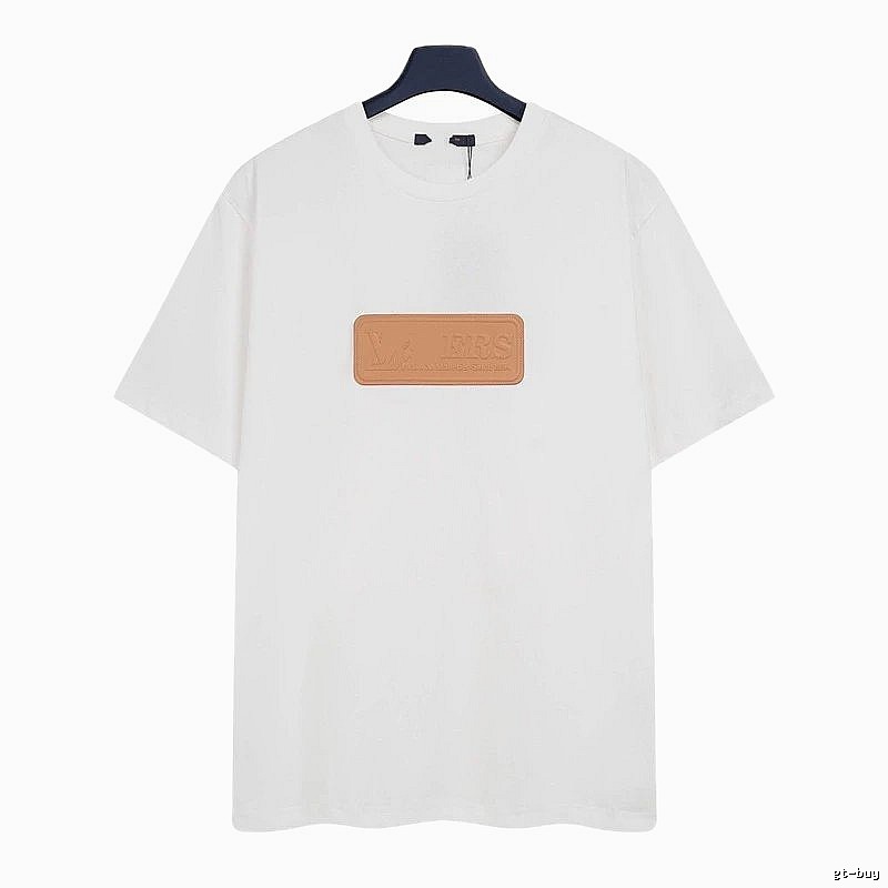 Louis Vuitton Minimalist Style White T-Shirt with Leather Tag