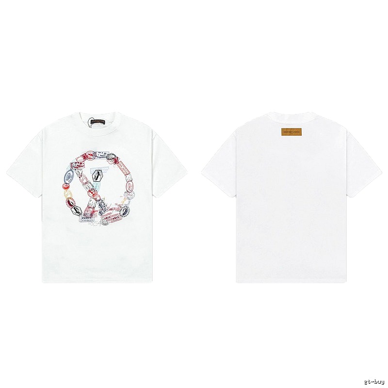 Louis Vuitton Postmark Print Vintage Style White T-Shirt