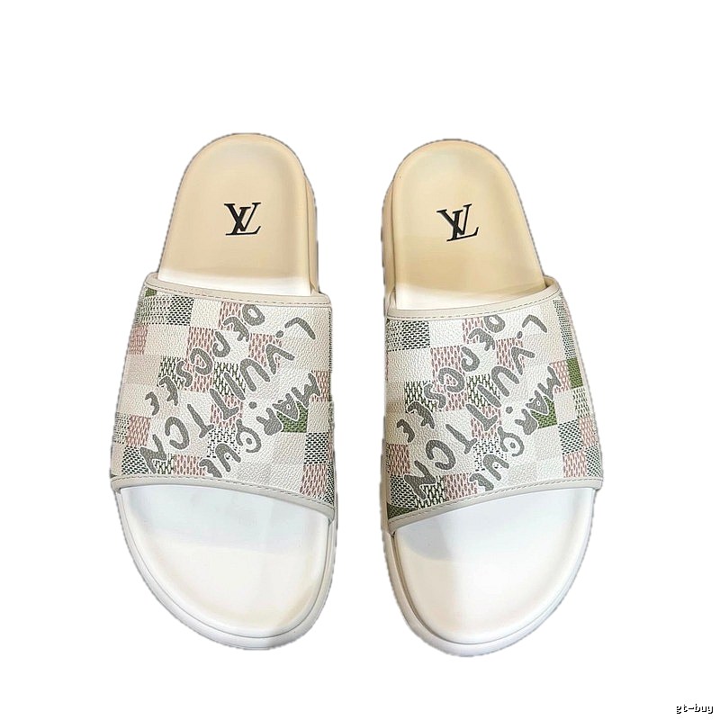 Louis Vuitton Trendy Checkerboard Off-white Slides