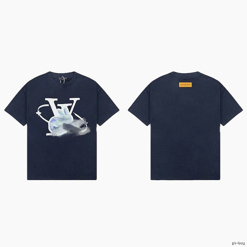 Louis Vuitton Year of the Rabbit Trendy Navy Blue Short Sleeve T-Shirt