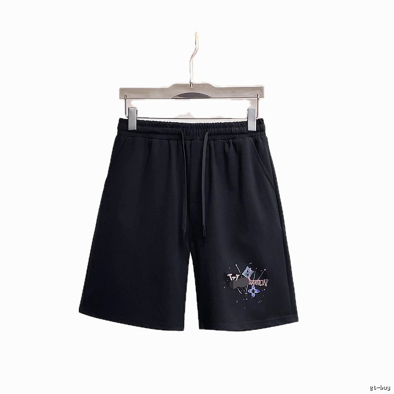 LouisVuitton Graffiti Casual Style Black Shorts