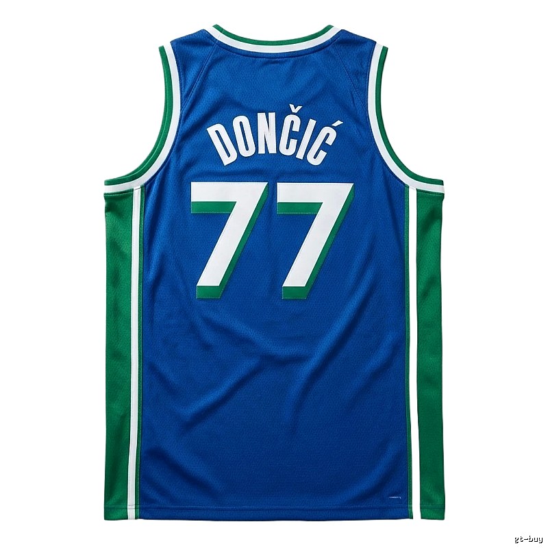 Luka Doncic's No. 77 blue-green basketball jersey