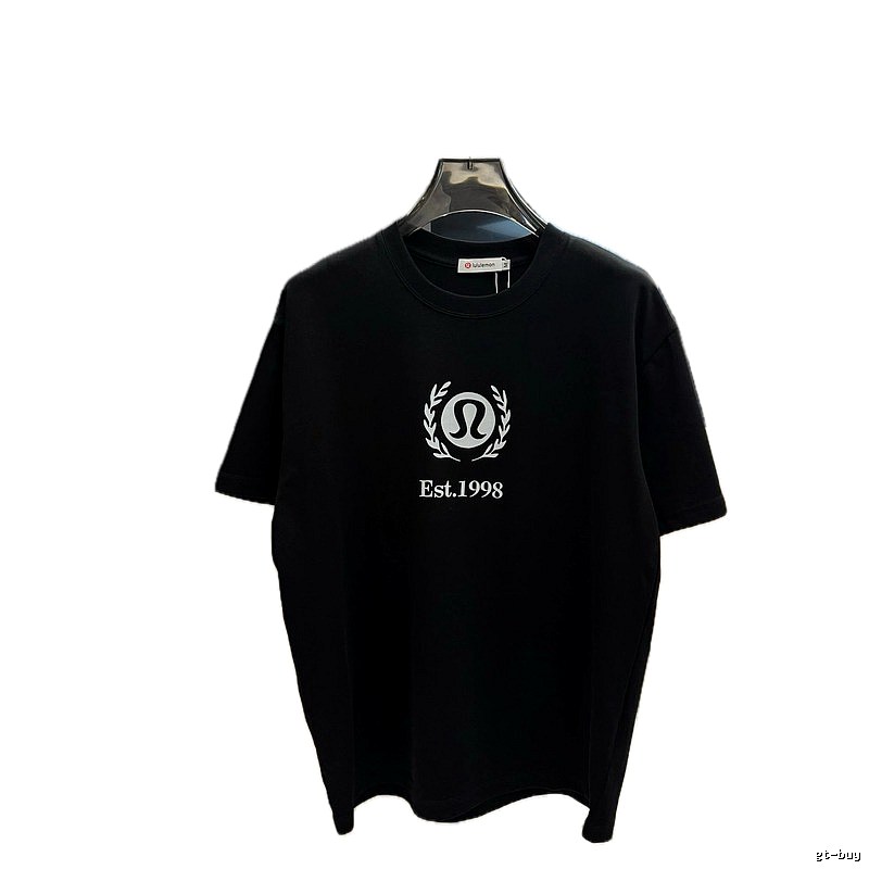 lululemon Casual Printed Black Short Sleeve T-shirt