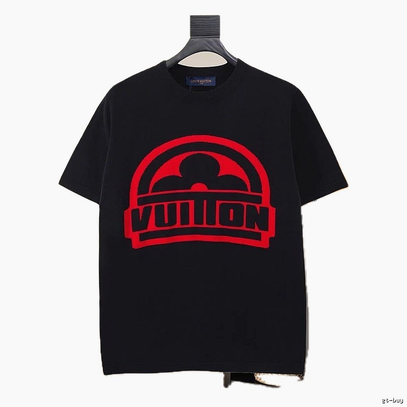 LV black and red printed trendy brand T-shirt