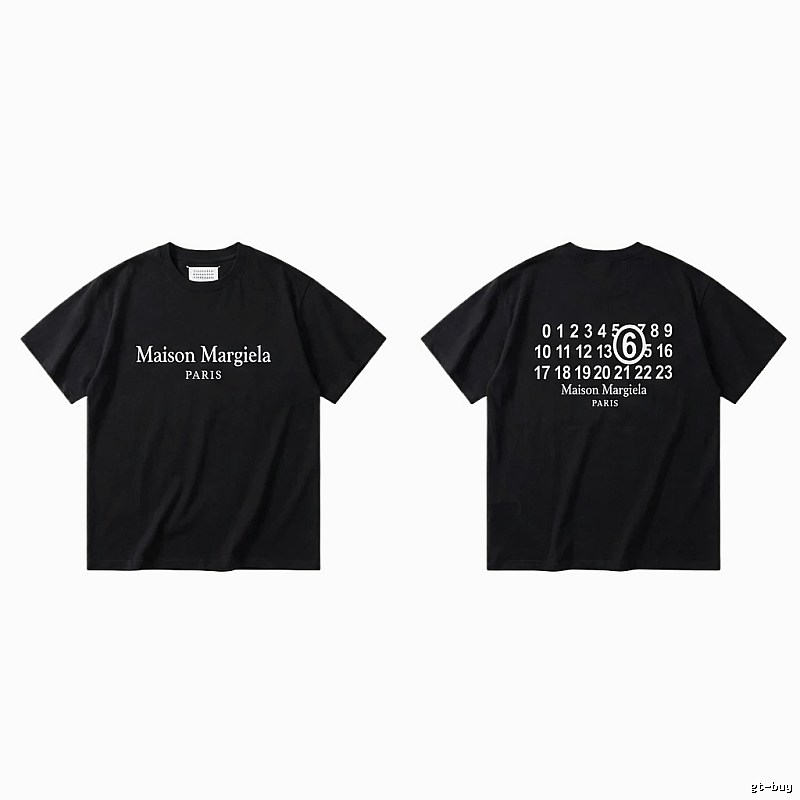 Maison Margiela black T-shirt with digital printing.