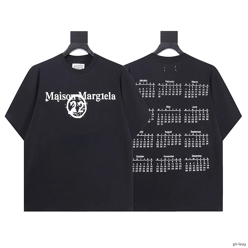 Maison Margiela Calendar Print Trendy Cool Black T-Shirt