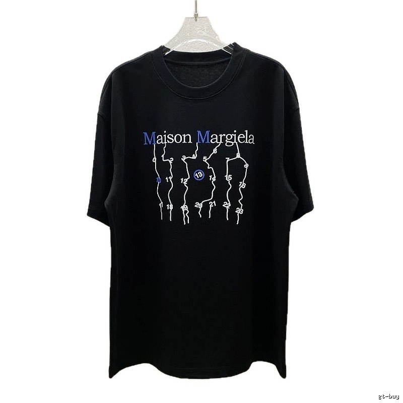 Maison Margiela Digital Embroidery Trendy Black T-Shirt
