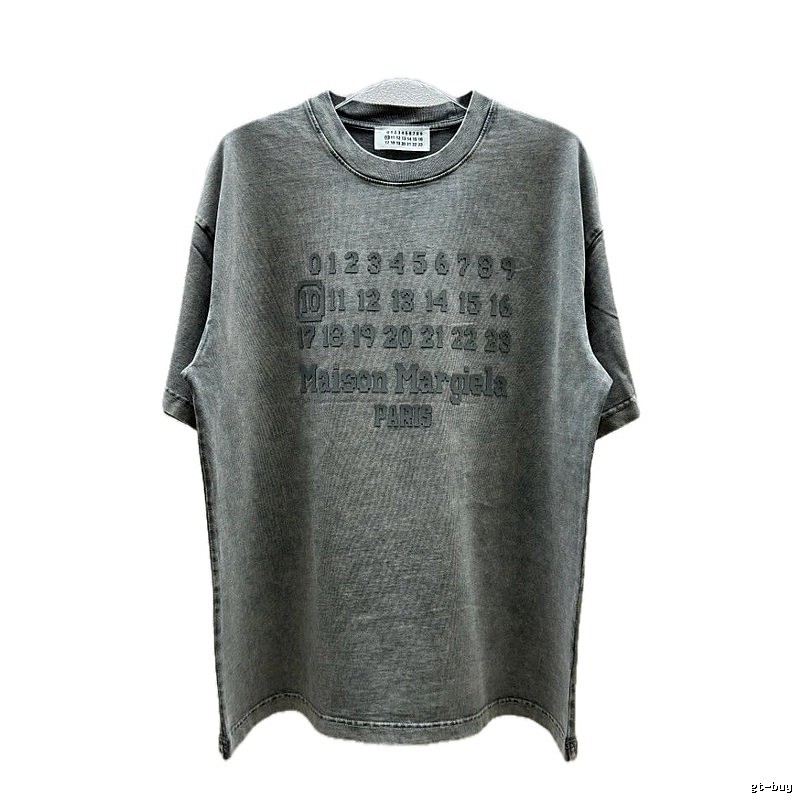 Maison Margiela Numbers Collection Vintage Washed Grey Short Sleeve T-Shirt